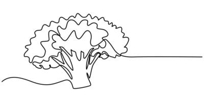 Continuous single drawn one line broccoli vegetables vector