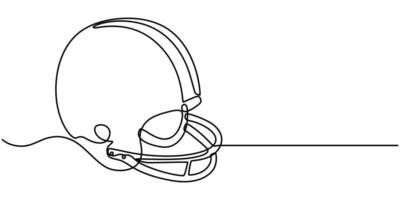 continuous line drawing American football and helmet icon vector