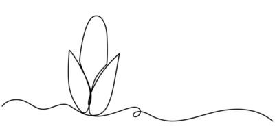 Continuous one line drawing of corn crop for farm vector