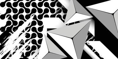 Geometric abstract black and white background pattern design vector