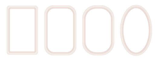 Set of decorative frames with wavy lines and patterns. Trendy vintage fancy frames for wedding invitations, birthday cards, prints. a set of four oval shapes on a white background vector