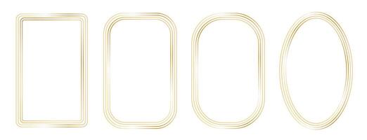 Set of decorative frames with wavy lines and patterns. Trendy vintage fancy frames for wedding invitations, birthday cards, prints. golden frame set illustration vector