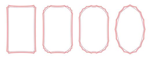 Set of decorative frames with wavy lines and patterns. Trendy vintage fancy frames for wedding invitations, birthday cards, prints. four different types of frames with different shapes vector