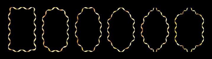 a set of four different gold lines on a black background vector