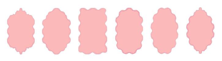 Set of decorative frames with wavy lines and patterns. Trendy vintage fancy frames for wedding invitations, birthday cards, prints. a set of pink stripes on a white background vector