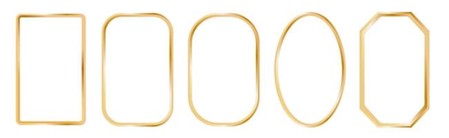 set of gold rectangular frames isolated on white background vector