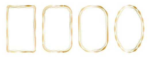 golden frame set with curved lines and wavy lines. Set of decorative frames. vector