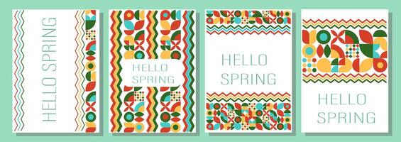 set of four banners with colorful patterns vector