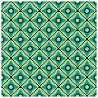 Geometric pattern with repeating teal and green diamond shapes containing circles. vector