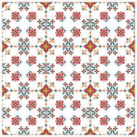 Colorful symmetrical floral pattern design on a white background, A striking floral design featuring red and green hues against a clean white backdrop. vector