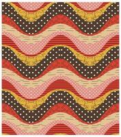 Abstract pattern with colorful wavy stripes and polka dots. vector