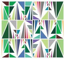 Abstract geometric mosaic pattern with vibrant multicolored triangular shapes. vector