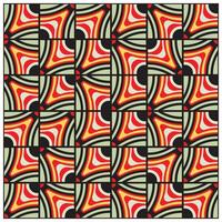 repetitive Abstract artwork with red and black swirl patterns on a cream background, enclosed in a multicolored frame. vector