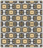 Geometric pattern with repetitive squares and circles in beige, black, and gray tones. vector