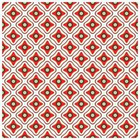 Abstract geometric pattern with repeating red diamonds and green circles on a white background. vector
