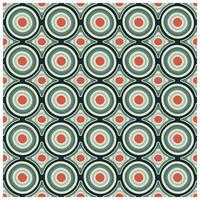 Abstract geometric pattern with concentric circles and red squares on a dark background. vector