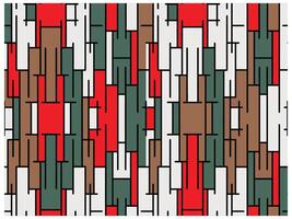 An abstract geometric pattern with vertical lines in red, green, brown, and white. vector