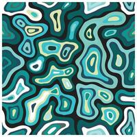 Abstract square print, wavy pattern in shades of blue, green, and cream on a dark background. vector