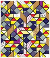 striking geometric pattern set against a yellow, blue, and red background, emphasizing bold color contrasts. vector