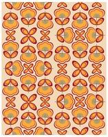 Retro floral pattern in shades of orange and red on a beige background. vector