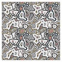 Abstract square print, topographic map inspired pattern with concentric lines in earthy tones. vector