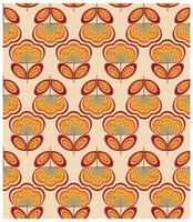 repeat retro floral print pattern in shades of orange and red on a beige background. vector