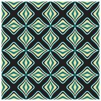 Square Geometric pattern with repeating teal and beige diamond shapes on a black background. vector