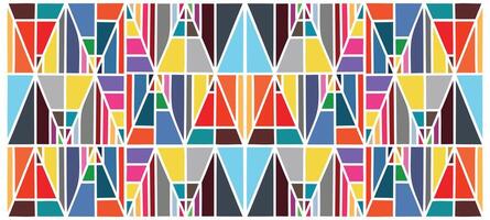 Colorful abstract geometric stained glass pattern with various shapes. vector