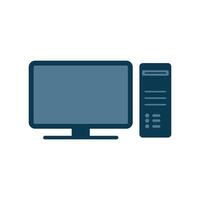 Computer Icon Illustration. Modern computer setup with a monitor and tower. vector
