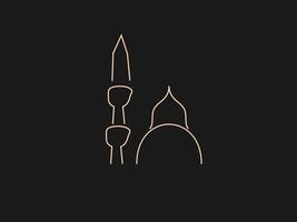 This is a minimalist line art illustration of a mosque with a dome and a minaret vector