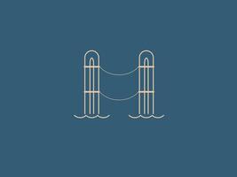 This is a minimalist line art illustration of a bridge vector