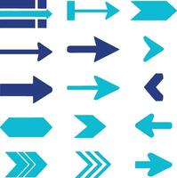 Set of colorful sharp-direction arrow vectors. vector