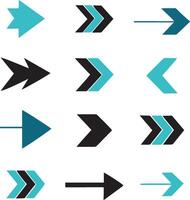 Set of colorful sharp-direction arrow signs or icons. vector