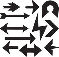 Set of color-eligible direction arrow signs or icons. vector