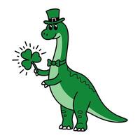 St. Patrick's Day Dinosaur with Shamrock vector