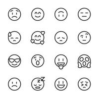 Set collection of outline emoticons in various expresion vector