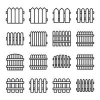 A set of 12 different types of wooden fences vector