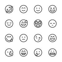 Collection of outline emoticons with various expresion vector