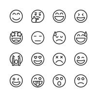 Collection of outline emoticons in various expresion vector
