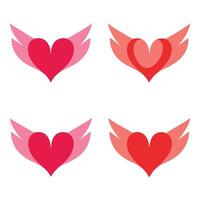 Simple Color Heart symbol with wings icon vector
