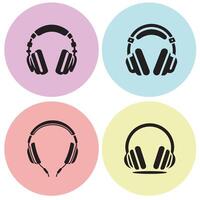 Set of Stylish Headphone Icons in Colorful Circles vector