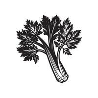 Elegant Black and White Illustration of Celery Stalks vector