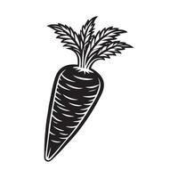 Black and white illustration of a carrot. vector