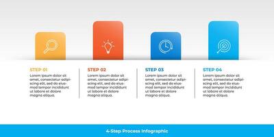 Business process infographic with four steps and icons. suitable for presentations and business. vector