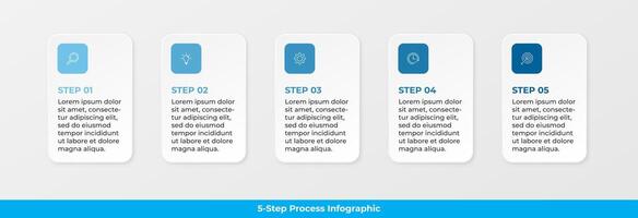 Business process infographic with five steps and icons. suitable for presentations and business vector