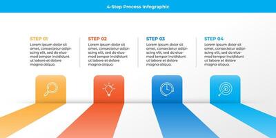 Business process infographic with four steps and icons. suitable for presentations and business strategies vector
