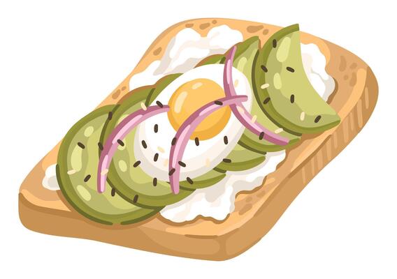 Breakfast Toast with Avocado and Egg. Healthy Brunch Idea. .