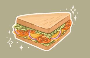 Balanced and Nutritious Sandwich with lettuce, vegetables, and cheese. . vector