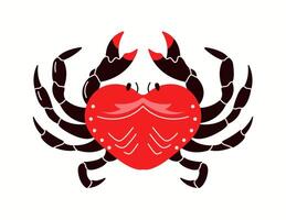 Crab with red shell and outstretched claws flat color character. Ideal choice for seafood restaurant menus illustration on white background vector