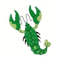 Lobster with segmented tail flat color character. Crayfish represents unique characteristics of marine crustacean illustration on white background vector